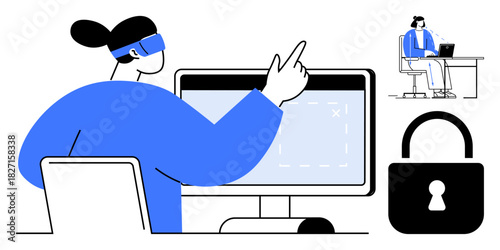 Digital security concept. Digital security highlights online collaboration, user safety, and data protection. Digital security supports cybersecurity apps, remote work solutions, and privacy-focused