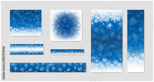 雪の結晶バナーセット｜クリスマスや冬の背景テンプレート