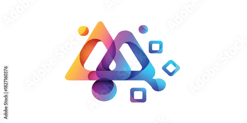 A vibrant all-in-one logo illustration created with clean geometric shapes, smooth curves, and bold modern colors