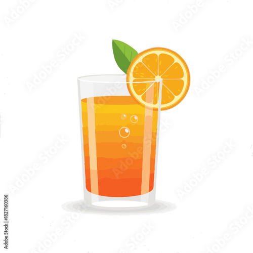 Orange juice in glass with lemon slice and leaf, concept of Dry January challenge  