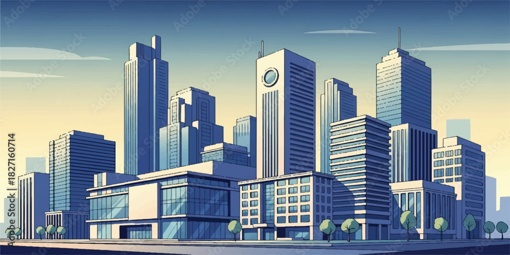 Fototapeta premium Modern Building Illustration with Clean Geometry and Subtle Gradient Lighting