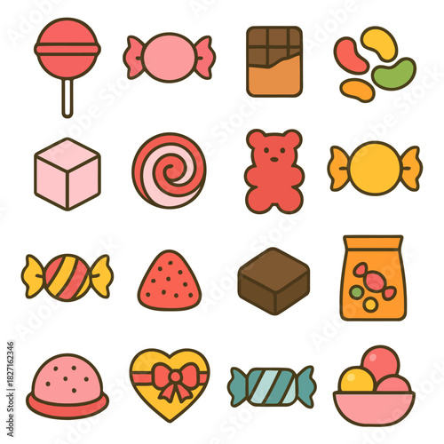 Sweet Assortment: A delightful collection of colorful candies, each a tiny treasure of sweetness, arranged in a vibrant array of flavors and forms. A sweet and tempting selection for any candy lover.