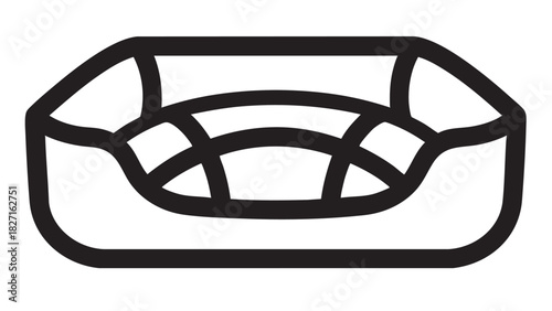 Comfortable pet bed icon. Simple outline vector illustration of a cozy dog or cat cushion for animals to rest and sleep. Modern graphic design element for pet care products and services