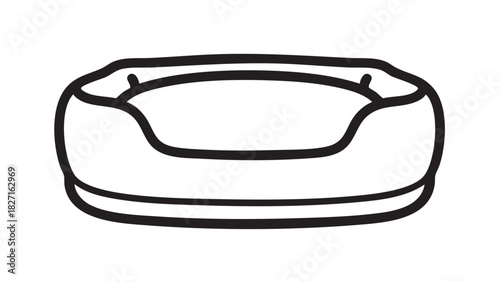 Simple line art illustration of a pet bed, a comfortable resting place for animals