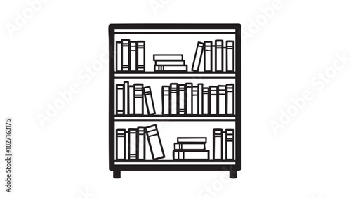 Simple illustration of a bookshelf filled with books, representing knowledge and learning in education