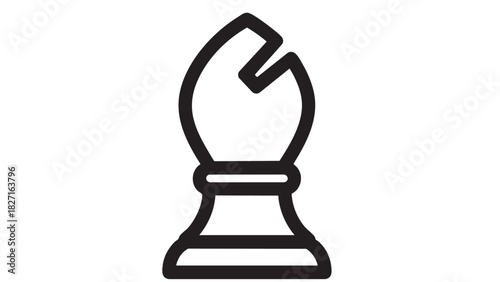 A stylized outline of a chess bishop piece, a strategic game element, presented in a minimalist line art style on a clean background, symbolizing strategy and intellect