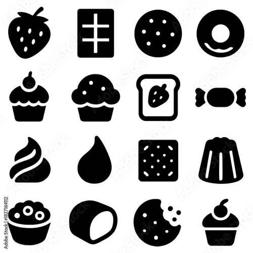 Sweet Delights Array: A delectable assortment of treats, presented in a minimalist and appetizing display that evokes feelings of joy and indulgence.