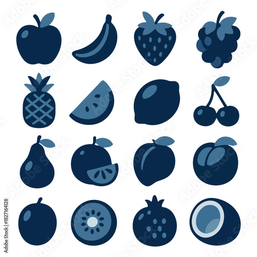 Assortment of fruits: A vibrant illustration showcases a variety of fresh, ripe fruits, each with its unique shape and color, inviting a feeling of freshness. 