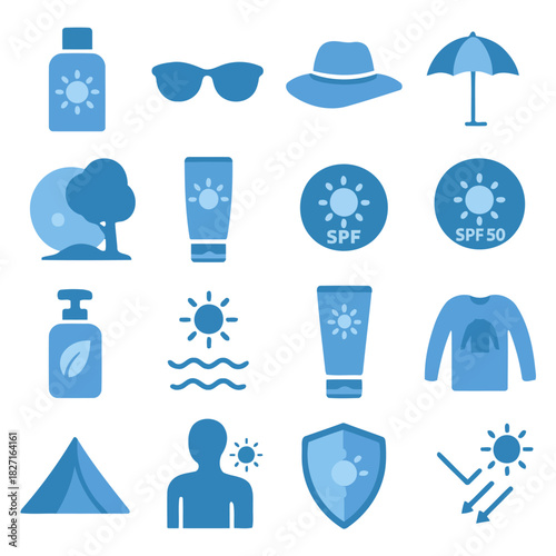 Sun Protection Essentials: A comprehensive visual guide showcasing essential items for effective sun protection, including sunscreen, sunglasses, hat, and other vital gear.