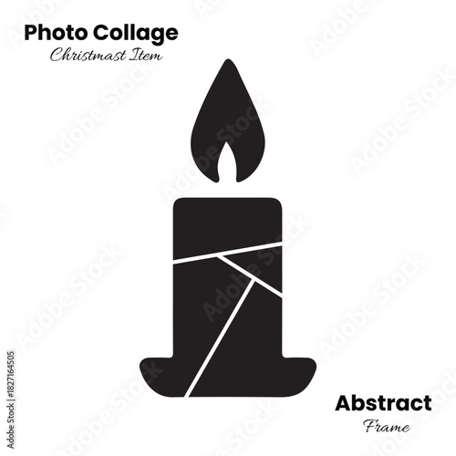 Christmas candle silhouette photo collage frame for warm festive mood