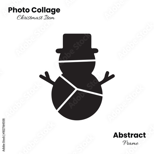 Snowman silhouette photo collage frame for winter holiday theme