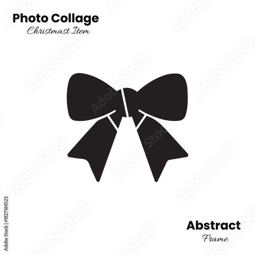 Ribbon silhouette photo collage frame for festive holiday design