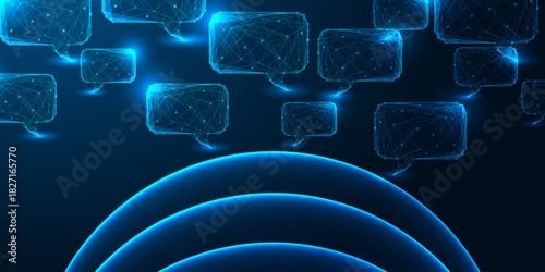 Digital connectivity and wireless communication network with chat bubbles vector concept