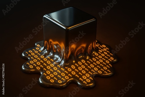 Cube with a lot of numbers on it. The numbers are in a pattern and are glowing