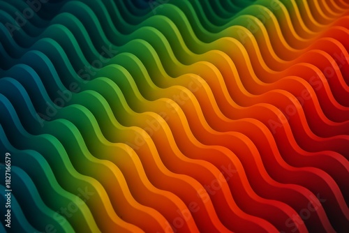 Colorful wave pattern with a rainbow of colors. The colors are bright and vibrant, creating a sense of energy and excitement. The wave pattern is dynamic and fluid, giving the impression of movement