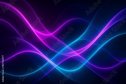 Colorful wave pattern with purple and blue colors. The image has a futuristic and abstract feel to it