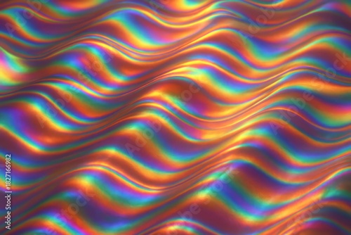 Colorful wave pattern with a rainbow effect. The colors are vibrant and the wave is flowing. The image has a dreamy and whimsical mood