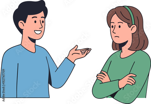 Communication Breakdown Man Explaining to Displeased Woman
