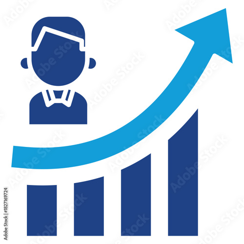Career Growth Dual Tone Icon Element For Design
