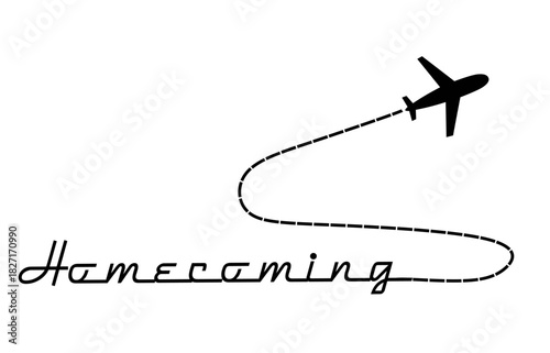 Airplane Line Art with “Homecoming” Letter Path