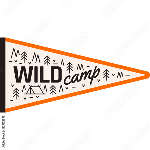 Modern retro outdoor adventure pennant flag illustration design