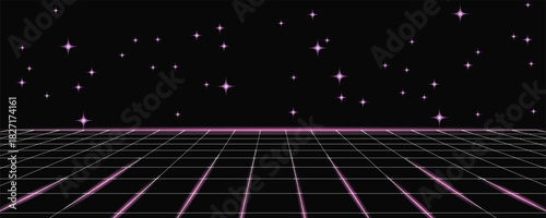 START NEW GAME. press start button. pixel art .8 bit game. retro game. for game assets in vector illustrations. Retro Futurism Sci-Fi Background. glowing neon grid. and stars from vintage arcade comp.