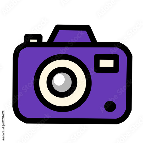 Purple Digital Camera Icon – Flat Outline Vector