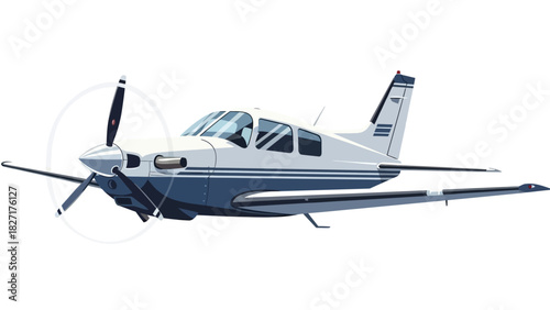 Vintage Single Engine Airplane Illustration Isolated on White