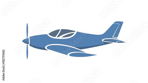 Blue Airplane Icon Isolated on White Aviation Travel and Transportation Concept