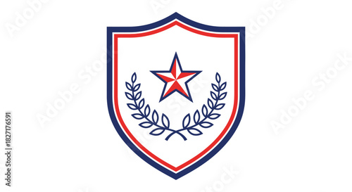 Stars and Wreath Emblem with Shield Outline, Vector Graphic for Recognition and Achievement