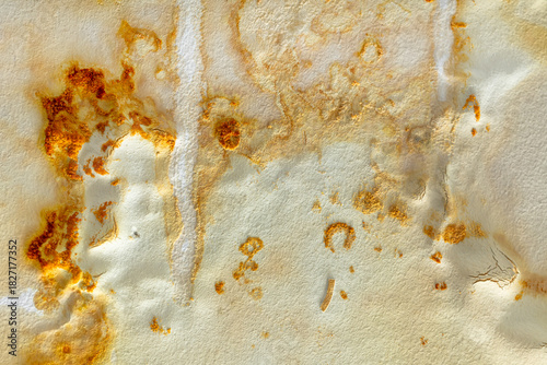 Yellow stains of mold and fungal bacteria on a white wall after a flood