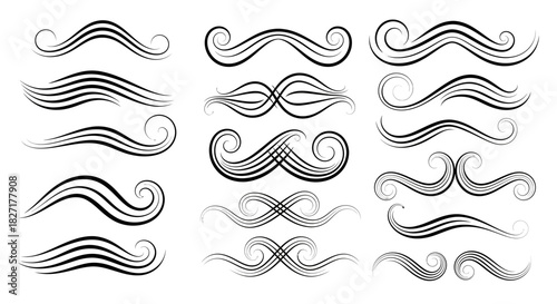 Elegant flourish designs and decorative swirls add sophisticated flair to any creative project, enhancing visual appeal with timeless grace.