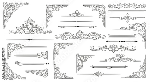 Elegant ornate decorative borders and corners add a touch of classic sophistication to any design project.