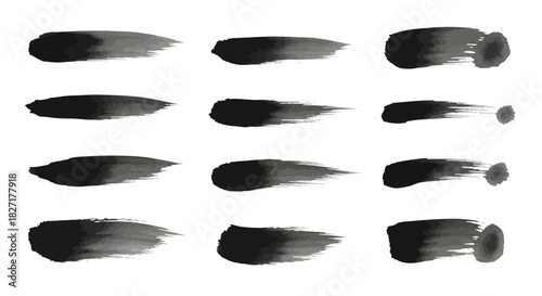 Dynamic abstract brush strokes in monochrome tones perfect for artistic backgrounds, textures, and modern design elements