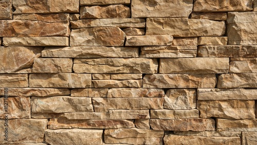 A wall of stacked stone bricks.