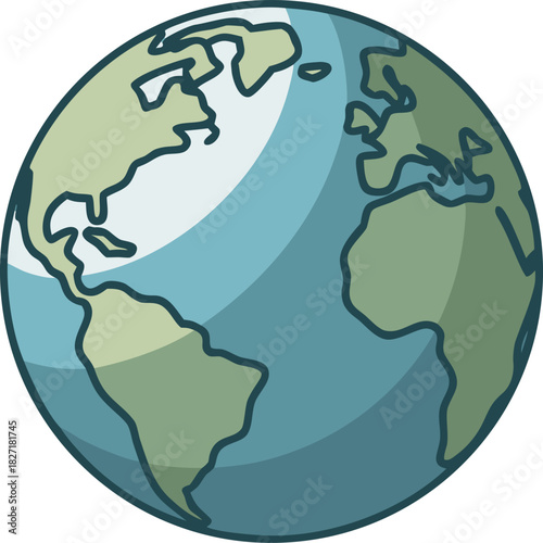 World globe showing continents earth view with oceans for geography studies