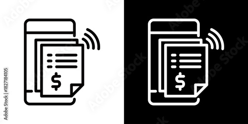 Online Bill Icon Of Line Black And White Style 