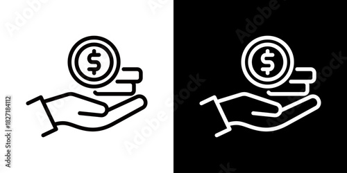 Fee Icon Of Line Black And White Style 