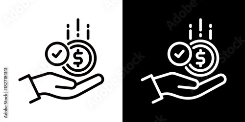 Paid Icon Of Line Black And White Style 