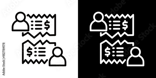 Split Bill Icon Of Line Black And White Style 