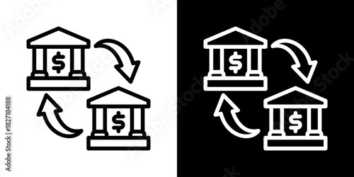 Bank Transfer Icon Of Line Black And White Style 
