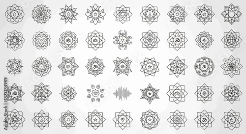 Embrace tranquility and spiritual growth with a diverse collection of elegant mandala designs and sacred symbols perfect for holistic wellness branding and mindful projects.