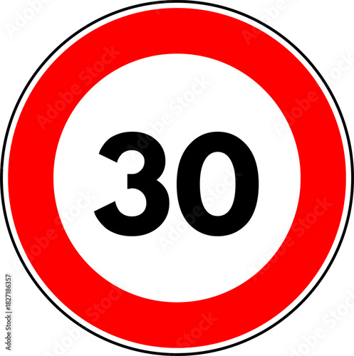 Circular Speed Limit 30 Traffic Sign