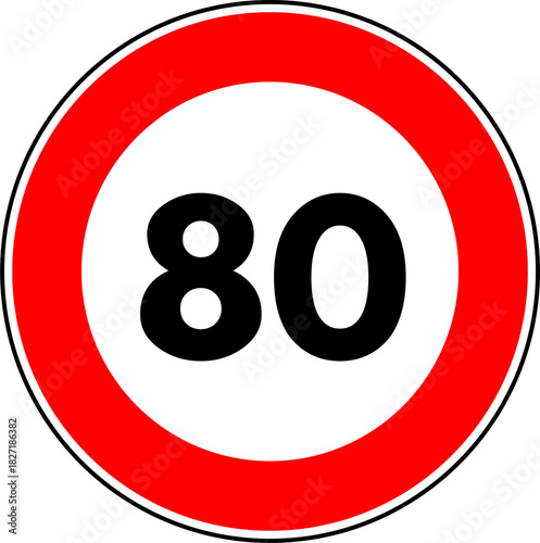 Circular Speed Limit 80 Traffic Sign