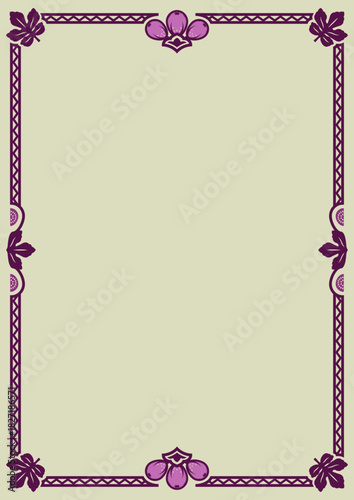 レトロ・アールデコ調いちじくデザインフレーム14（紫）