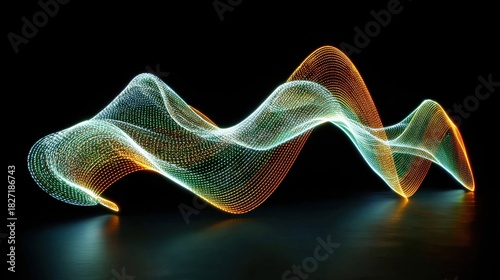 Colorful Wave Patterns of Light on a Dark Background for Design