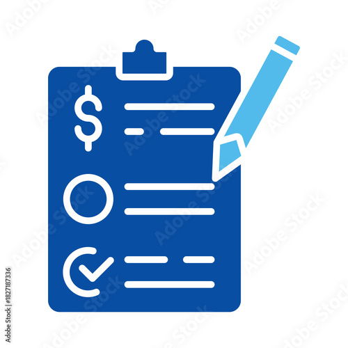 Contract In Blue Style, Vector Illustration