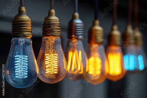 Wallpaper Mural Vintage Edison Bulbs Illuminating a Contemporary Indoor Space Torontodigital.ca