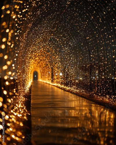 Wallpaper Mural Magical Light Tunnel with Glowing Strings and Captivating Ambiance Torontodigital.ca