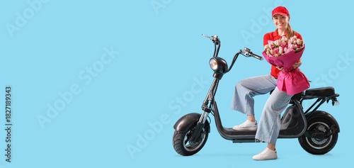 Female courier with scooter...